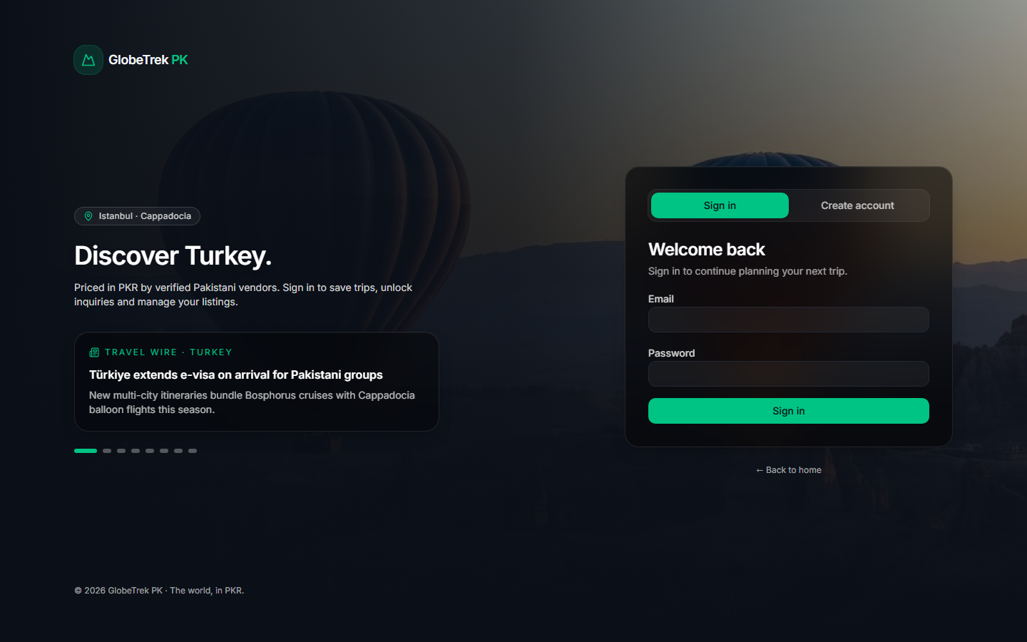 GlobeTrek Partner Auth & Portal