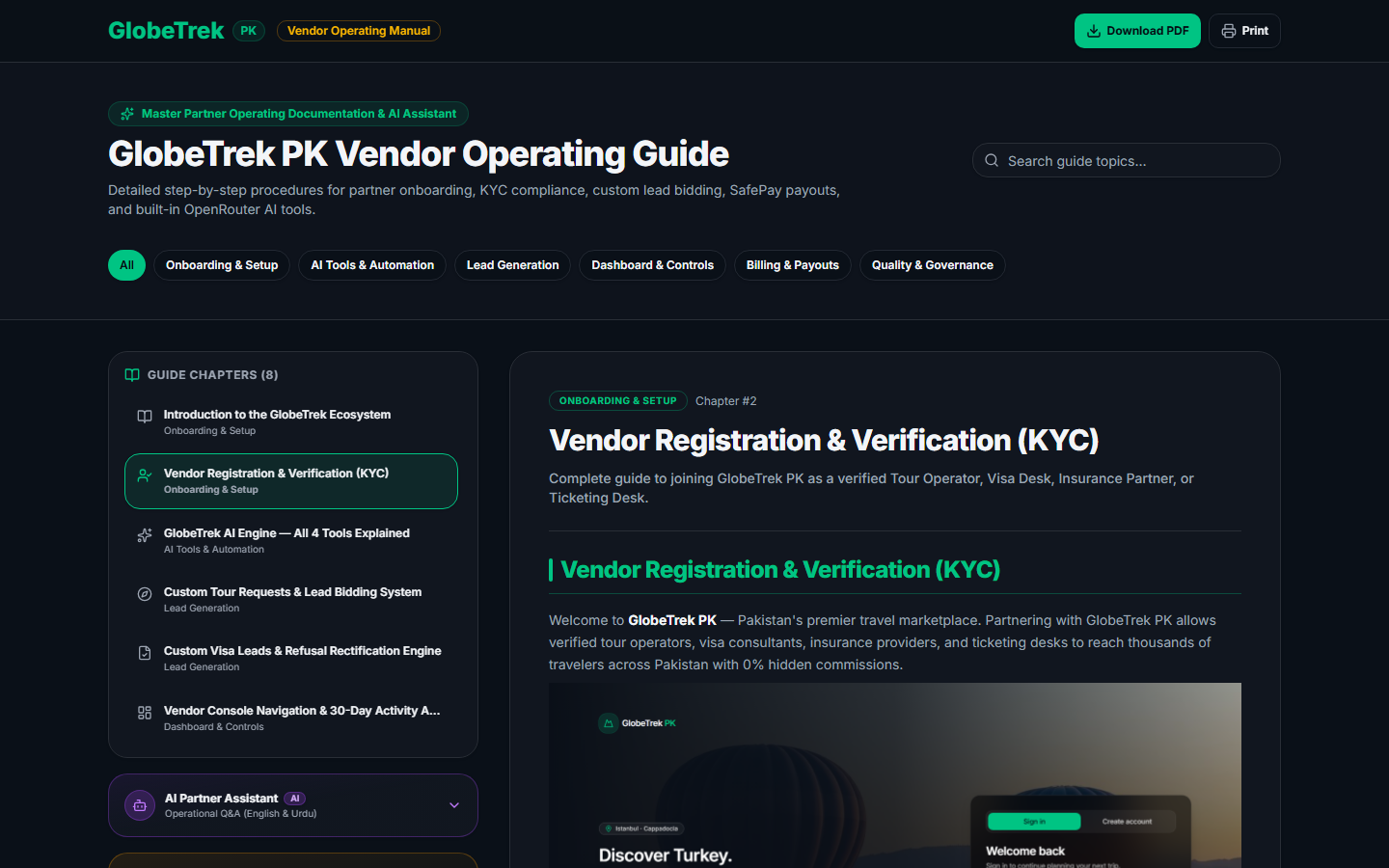 GlobeTrek Vendor Operations Console & Analytics